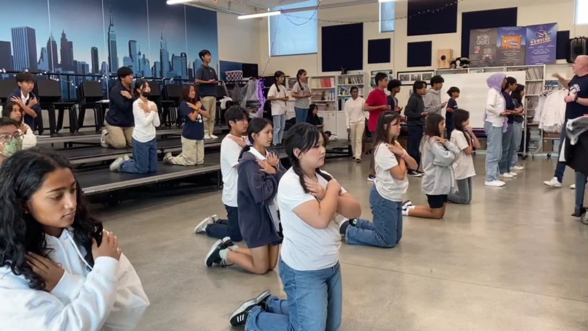 Freshman choir practicing We Dance in the choir room for the OA Singers upcoming musical, Once on This Island (Photo by Victor Do)