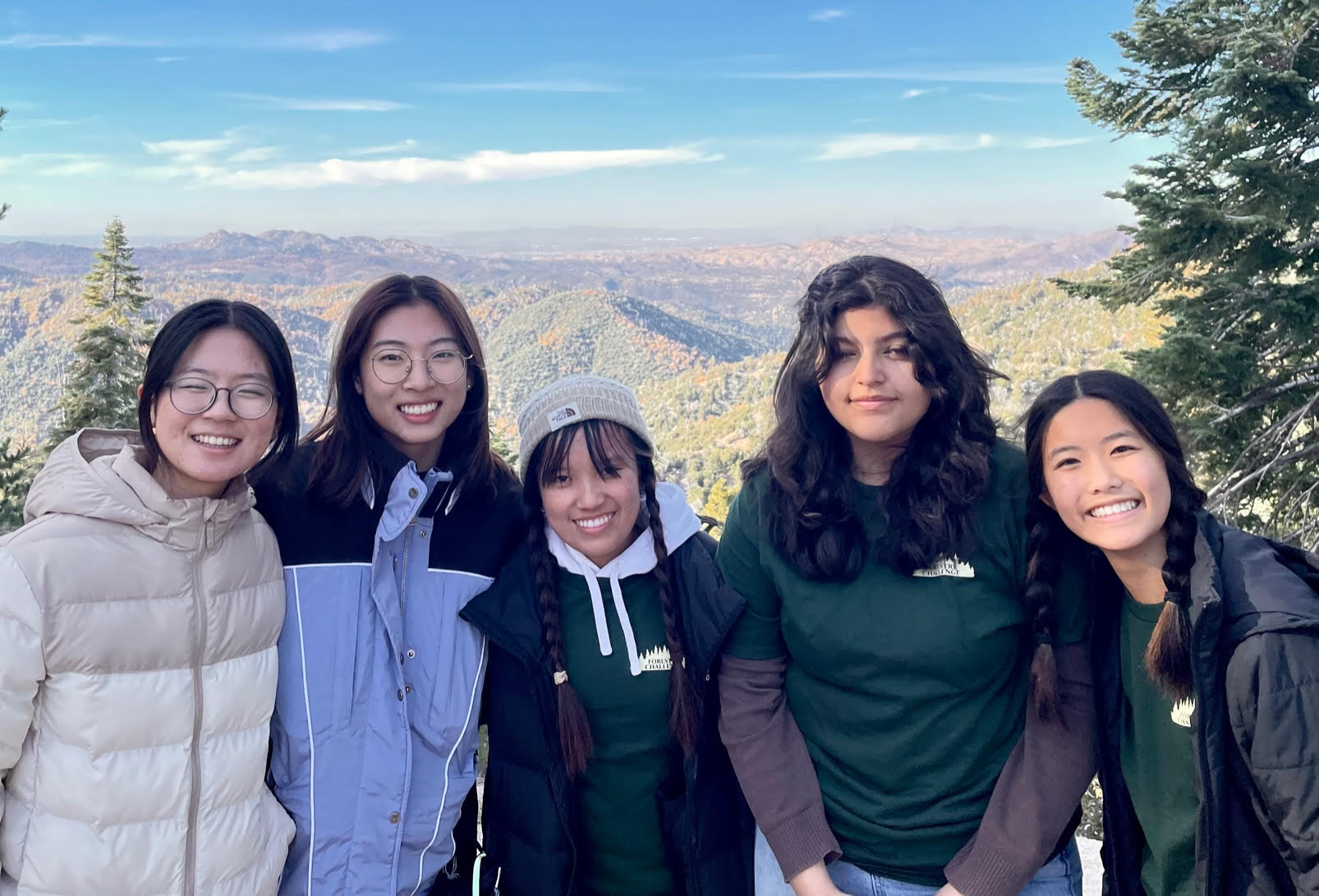 Oxford Forestry Team members Lynn Jun, Marissa Lee, Adeline Vo, Stephanie Barajas, and Victoria Tran placed 2nd in the recent Forestry Challenge. The team worked in the San Bernardino National Forest to support Upper Big Bear Mountain Club in doing post-fire treatment assessment.