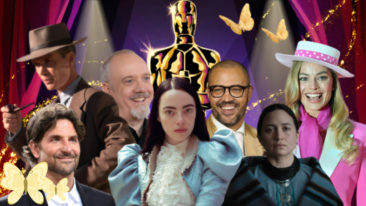 Oscars Battlefield: From left to right and top to bottom stands some of the nominees for the Oscars 2024 awards: Cillian Murphy, Bradley Cooper, Paul Giamatti, Emma Stone, Jeffrey Wright, Margot Robbie, and Lily Gladstone (Photo Collage by Athena Xing).