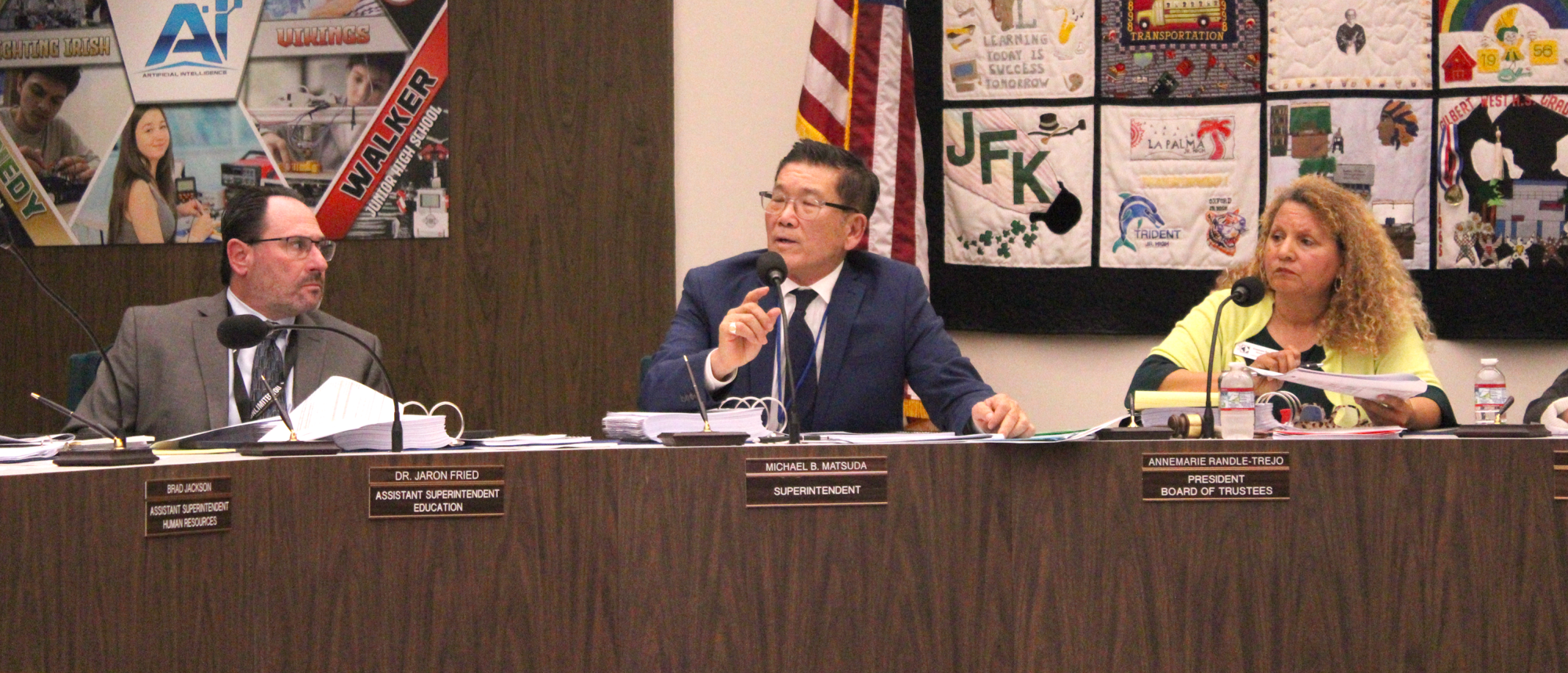 AUHSD Superintendent Michael Matsuda speaks at the the Board of Trustees meeting in the district office on March 7. (Photo by Danny Banuelos Chavez)
