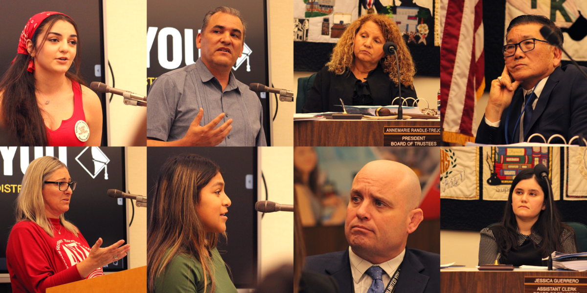 Scenes from the May 7 Board of Trustees Meeting: Students, teachers, and community members share their opinions about the impending RIF with AUHSD Cabinet members and Trustees during the meetings student and public comments.