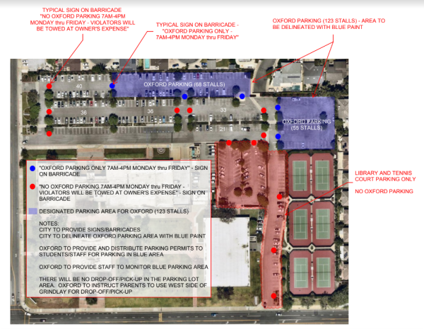 Maps reveal Oxford’s plan to accommodate parking at the Cypress Civic Center. (Image courtesy of Principal Amber Houston)