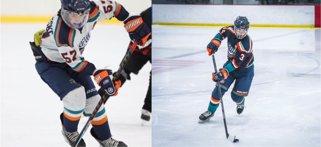 ON THE ICE: Jacob and Michael Levindofske playing at hockey tournaments. (Photos Courtesy of  Jacob and Michael Levindofske)