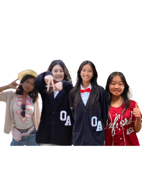 Making their mark: Secretary Dominique Pagaduan (most left), Vice President Jolie Diep (second to left), President Elie Nguyen (second to right), and Treasurer Annie Gao (most right) are ready to lead Oxford (collage by Audrey Lee).