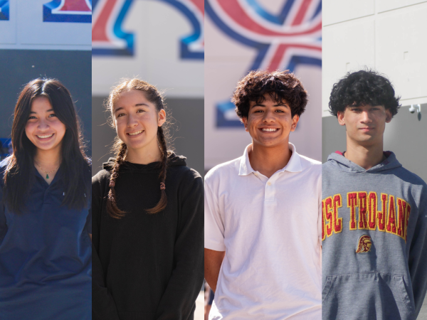 LEADING FROM WITHIN: Sports captains (from left to right) Angela Tran (12), Maya Diaz (11), Dominic Monico (12), and Colin Das (12) are ready for their new season.