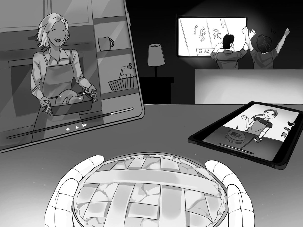 HOLIDAY LABOR: Women handle most of the cooking as men unwind, showcasing persistent gender norms around Thanksgiving.