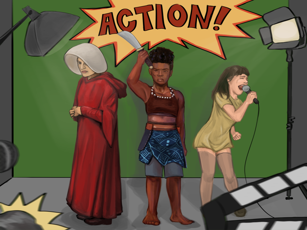FLIP THE SCRIPT: As the clapperboard shuts and “Action!” is yelled, Offred, General Nanisca, and Kathleen Hanna ignite the studio set with their presence.