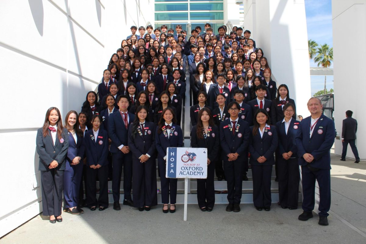 CHASING GOLD: Oxford Academy HOSA stand proudly as they get ready for the State Leadership Conference.