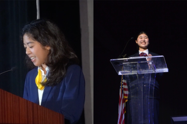 BLAZING TRAILS: Juniors Mara Grepo and Claire Kim take on new positions in the international clubs. (Photos courtesy of Mara Grepo and Claire Kim)